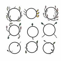 Set Circle Frame with Garden Vine Elements vector