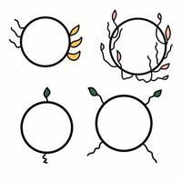 Nature Inspired Round Frame with Vines and Leaves vector