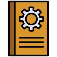 Gear Book Outline Flat Design Icon, Flat Design Style Icon Symbol vector