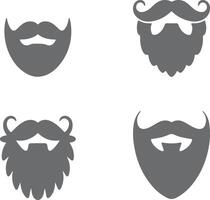 Four Gray Silhouette Styles of Mustaches and Beards Set Isolated on White Background Different Types of Facial Hair Icons vector