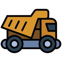 Mining Truck Outline Flat Icon, Mining Icon Concept in Outline Flat design style illustration vector
