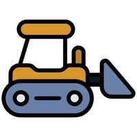 Bulldozer Outline Flat Icon, Mining Icon Concept in Outline Flat design style illustration vector