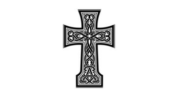 A celtic cross with a black and white design vector