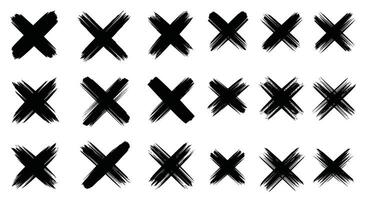 X marks the spot hand drawn brush stroke design elements vector