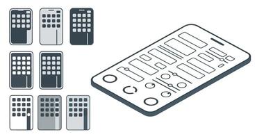 A remote control and a set of buttons vector