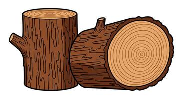 A cartoon illustration of a log and a tree stump vector
