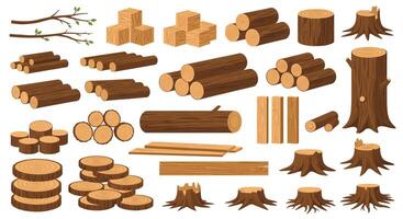 Various types of logs and branches vector
