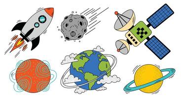Cartoon space objects vector