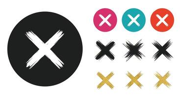 X mark on white background with different colors vector