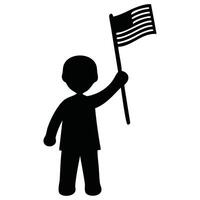 Silhouette of person holding american flag for independence day celebration and patriotic events vector