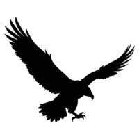 Bald eagle silhouette illustration for graphic design and creative projects in black and white style vector