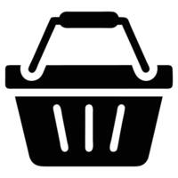 Black shopping basket icon for online store and retail business simple design for website or app silhouette vector