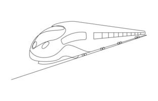 Modern High-Speed Train in Continuous Line Art vector
