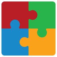 Puzzle Flat Icon, Teamwork Management Flat Icon Collection vector