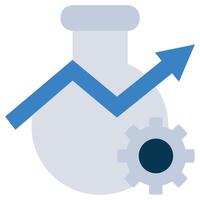 Flask With Gear Flat Icon, Marketing Strategy Concept Flat Design Style Symbol vector