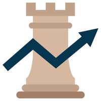 Rock Chess With Growth Arrow Flat Icon, Marketing Strategy Concept Flat Design Style Symbol vector