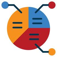 Pie Chart Flat Icon, Marketing Strategy Concept Flat Design Style Symbol vector
