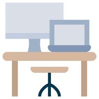 Desktop Flat Icon, Workplace and office element Flat Design Icon Symbol vector