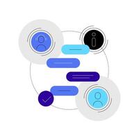 Chat, support and connection, remote assistance, information. Problem solving help. Text messages vector