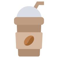Iced coffee Flat Icon, Coffee Shop Concept Flat Design Style vector