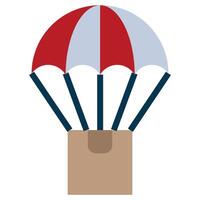 Parachute Cardboard Flat Icon, Logistic Company Flat Design icon Concept vector