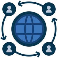 Global Relations Flat Icon, Online Digital Marketing icon in Flat Design Style vector