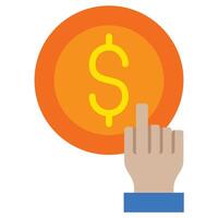 Dollar Click Flat Icon, Online Digital Marketing icon in Flat Design Style vector