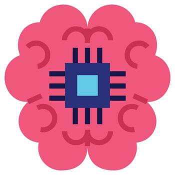 cerebro chip plano icono, artificial inteligencia concepto en plano diseño estilo vector
