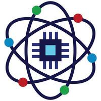 Atom Flat Icon, Artificial Intelligence Concept in flat design style vector