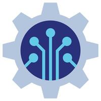 Circuit Gear Flat Icon, Artificial Intelligence Concept in flat design style vector