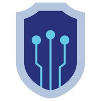 Digital Shield Flat Icon, Artificial Intelligence Concept in flat design style vector