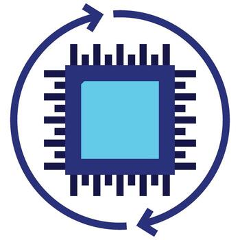 Sync Circuit Flat Icon, Artificial Intelligence Concept in flat design style vector