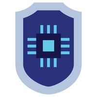 Chip Shield Flat Icon, Artificial Intelligence Concept in flat design style vector