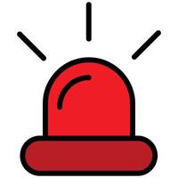Siren Outline Flat Design Icon, Safety at Workplace Outline Flat Design Icon. vector