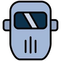 Welding Mask Outline Flat Design Icon, Safety at Workplace Outline Flat Design Icon. vector