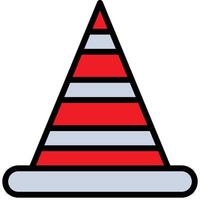Road Cone Outline Flat Design Icon, Safety at Workplace Outline Flat Design Icon. vector