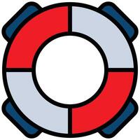 Lifebuoy Outline Flat Design Icon, Safety at Workplace Outline Flat Design Icon. vector