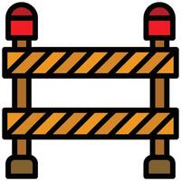 Barrier Outline Flat Design Icon, Safety at Workplace Outline Flat Design Icon. vector