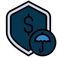 Shield With Dollar Outline Flat Icon, Insurance Outline Flat Design Style Illistration vector