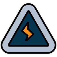 Electric Voltage Danger Outline Flat Icon, Science And Laboratory Concept Outline Flat Design Style vector