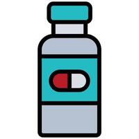 Pill bottle Outline Flat Icon, Science And Laboratory Concept Outline Flat Design Style vector