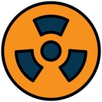 Radiation Outline Flat Icon, Science And Laboratory Concept Outline Flat Design Style vector