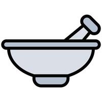 Mortar and pestle Outline Flat Icon, Science And Laboratory Concept Outline Flat Design Style vector