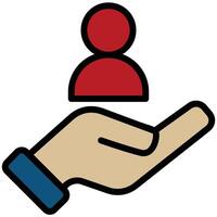 hand Holding user Outline Flat Icon, Teamwork Management Outline Flat Icon Collection vector
