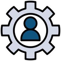 Mechanical gear Outline Flat Icon, Teamwork Management Outline Flat Icon Collection vector