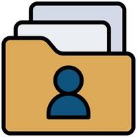 Personal File Outline Flat Icon, Teamwork Management Outline Flat Icon Collection vector