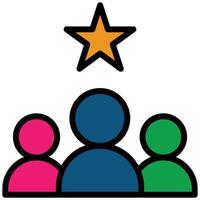 team Outline Flat Icon, Teamwork Management Outline Flat Icon Collection vector