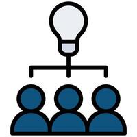 Brainstorm Outline Flat Icon, Teamwork Management Outline Flat Icon Collection vector