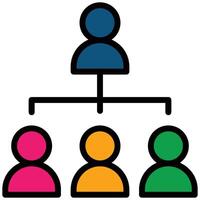 team management Outline Flat Icon, Teamwork Management Outline Flat Icon Collection vector
