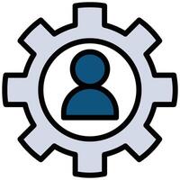 gear user Outline Flat Icon, Teamwork Management Outline Flat Icon Collection vector